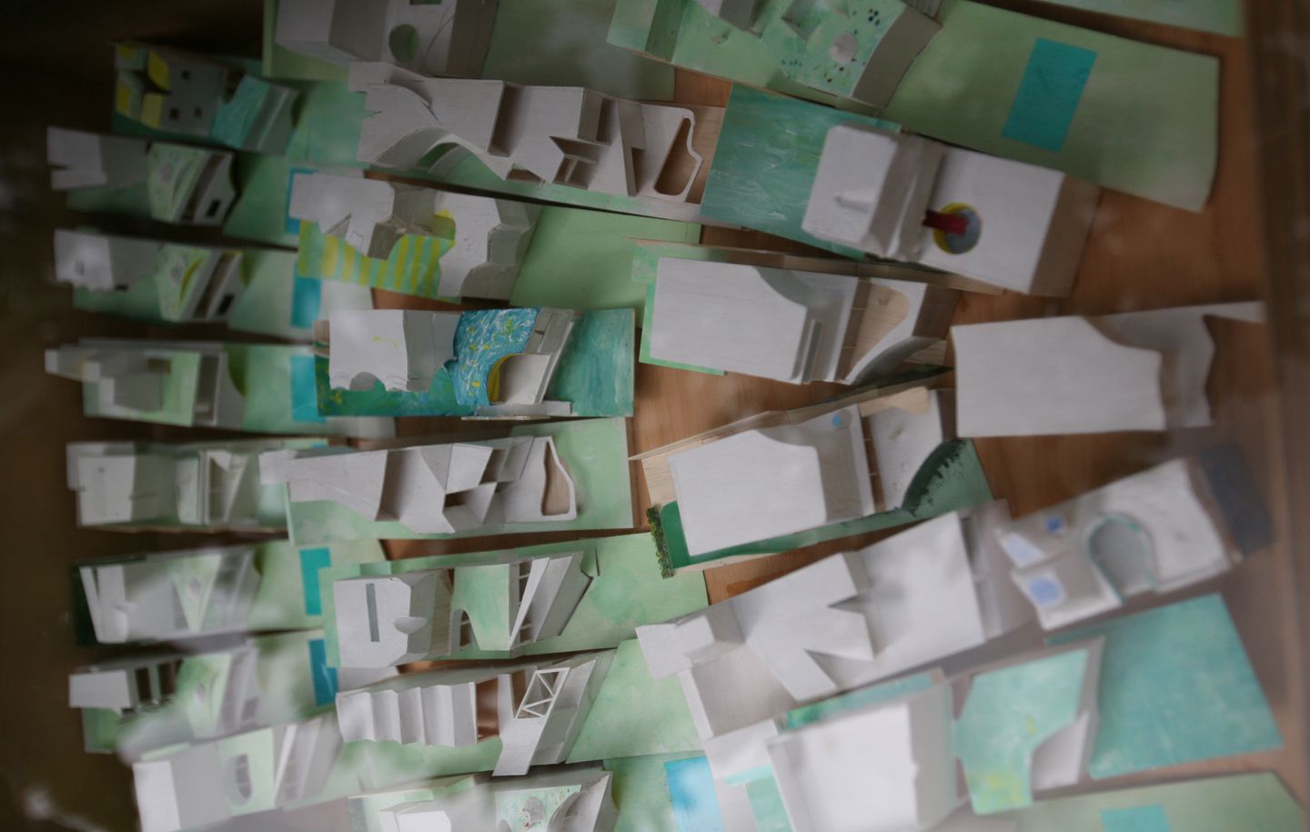 Tamarama House  Handmade painted balsawood models of beachfront family house in Tamarama Bondi Beach Sydney designed by Durbach Block Jaggers Architects