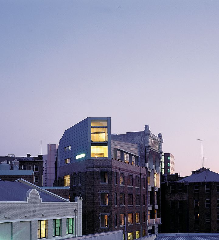 Droga penthouse apartment above an industrial warehouse conversion in Surry Hills Sydney designed by Durbach Block Jaggers Architects.